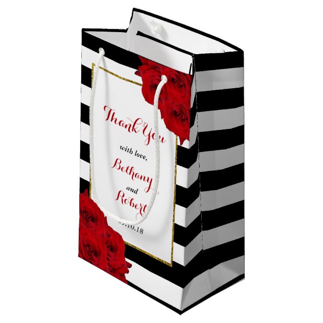 The Chic Modern Luxe Wedding Collection- Red Roses Small Gift Bag (Front Angled)