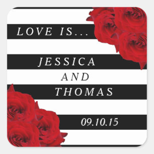 The Chic Modern Luxe Wedding Collection- Red Roses Square Sticker