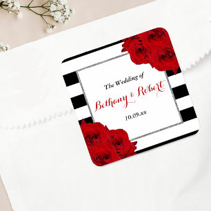 The Chic Modern Luxe Wedding Collection- Red Roses Square Sticker