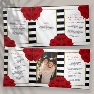 The Chic Modern Luxe Wedding Collection- Red Roses Tri-Fold Programme