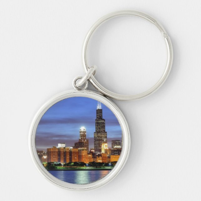 The Chicago skyline from the Adler Planetarium Key Ring (Front)
