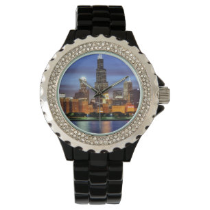 The Chicago skyline from the Adler Planetarium Watch