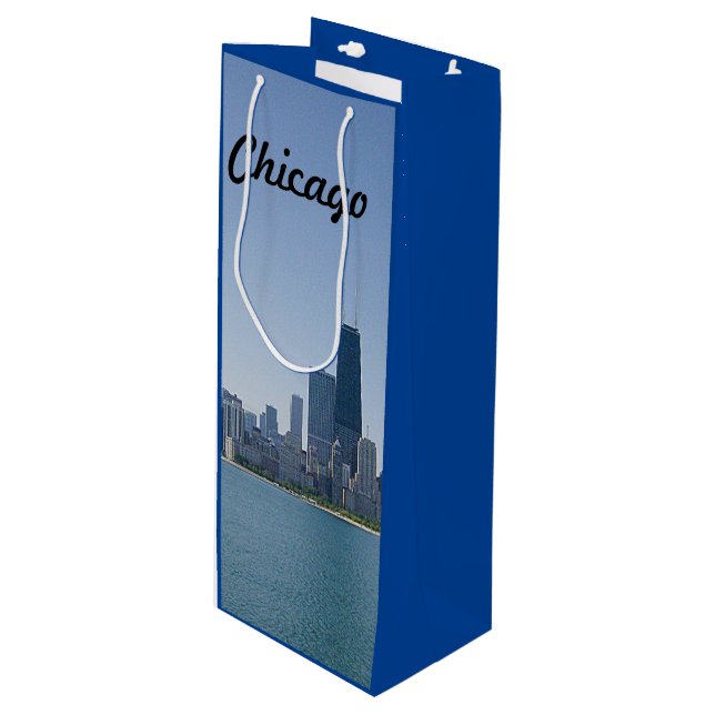 The Chicago Skyline Wine Gift Bag (Front Angled)