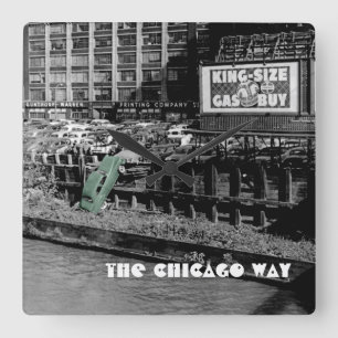THE CHICAGO WAY ANGRY MOTORIST COLORSPLASH ANTIQUE SQUARE WALL CLOCK