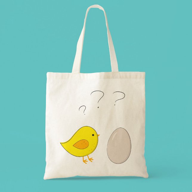 The Chicken or the Egg Cute Cartoon Funny Easter Tote Bag (Creator Uploaded)