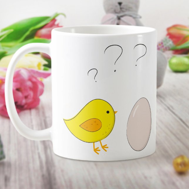 The Chicken or the Egg Cute Easter Cartoon Funny Coffee Mug (Creator Uploaded)