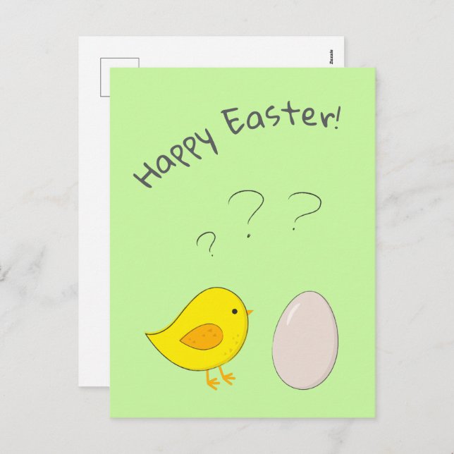The chicken or the egg cute Easter cartoon Holiday Postcard (Front/Back)