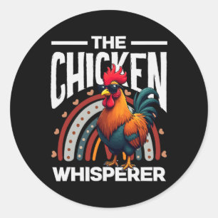 The Chicken Whisperer Cool Rooster Sungles Rainbow Classic Round Sticker