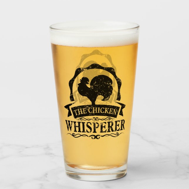 The Chicken Whisperer Funny Glass (Front Filled)