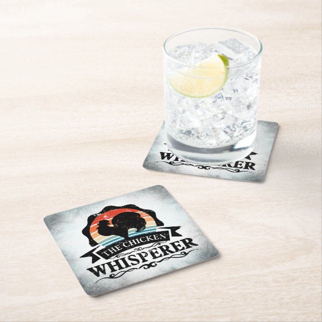 The Chicken Whisperer Funny Square Paper Coaster (Insitu)