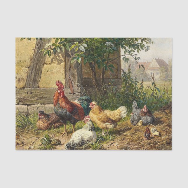 The Chickens by Carl Jutz Tissue Paper (Front)