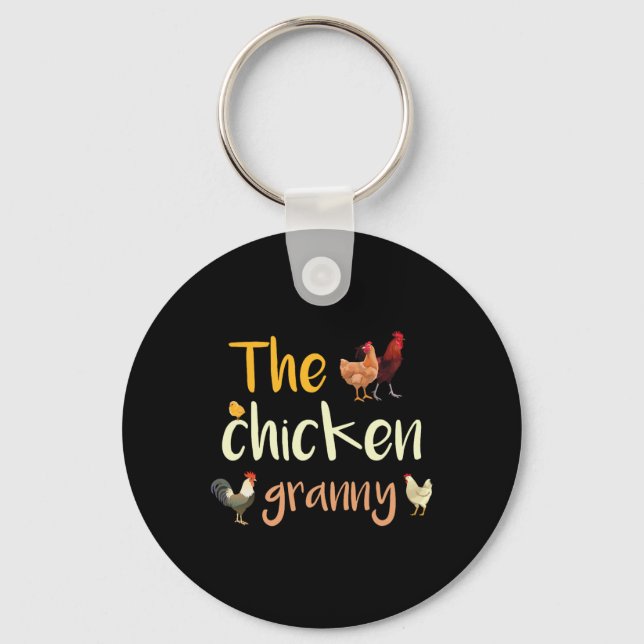 The Chickens Grandma Funny Rooster Chick Hen Chick Key Ring (Front)