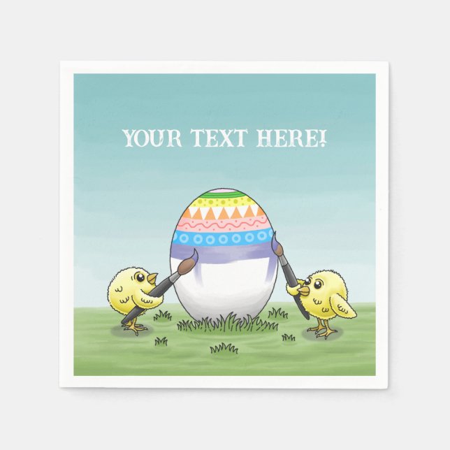 The chickens paint a colorful Easter egg Napkin (Front)