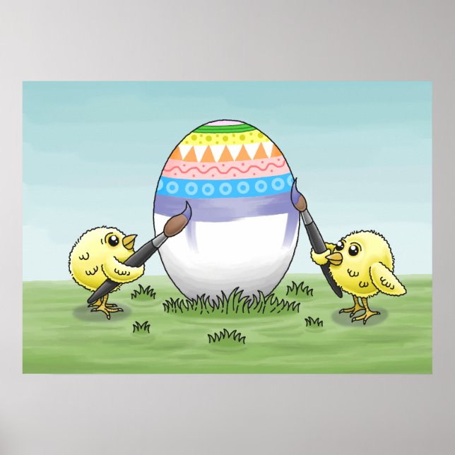 The chickens paint an Easter egg Poster (Front)
