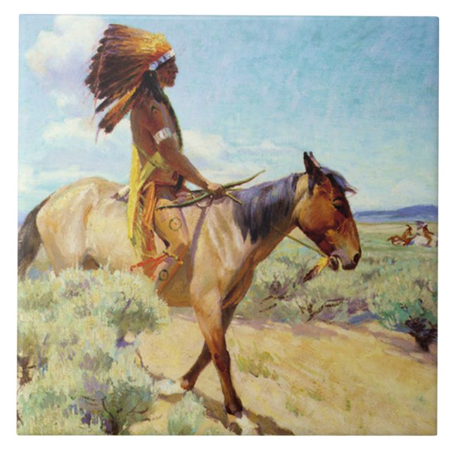 “The Chief” Western Art by W Herbert Dunton Ceramic Tile (Front)