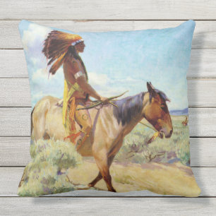 “The Chief” Western Art by W Herbert Dunton Cushion