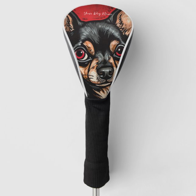 The Chihuahua Dog, Red and Black 001 - Ulises Dall Golf Head Cover (Front)