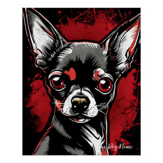 The Chihuahua Dog, Red and Black 005 - Ulises Dall Poster