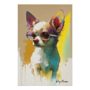 The Chihuahua Dog With Sunglasses - Composition005 Poster