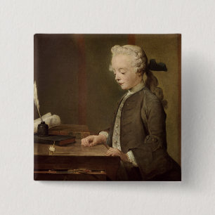 The Child with a Teetotum 15 Cm Square Badge