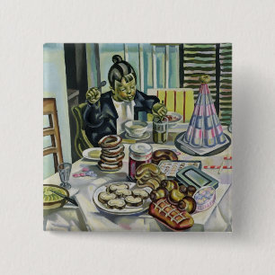 The Child with the Cakes 15 Cm Square Badge