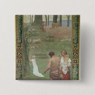 The Childhood of St. Genevieve 15 Cm Square Badge