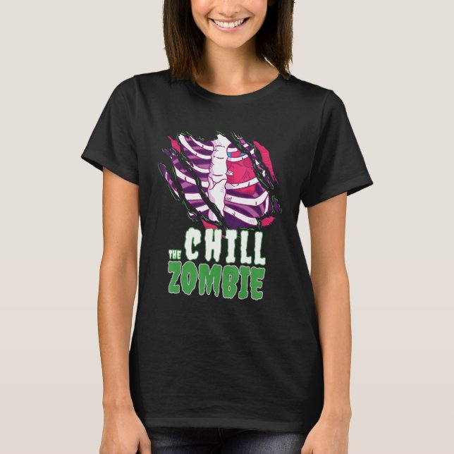 The Chill Zombie Funny Halloween Family Zombie Mat T-Shirt (Front)