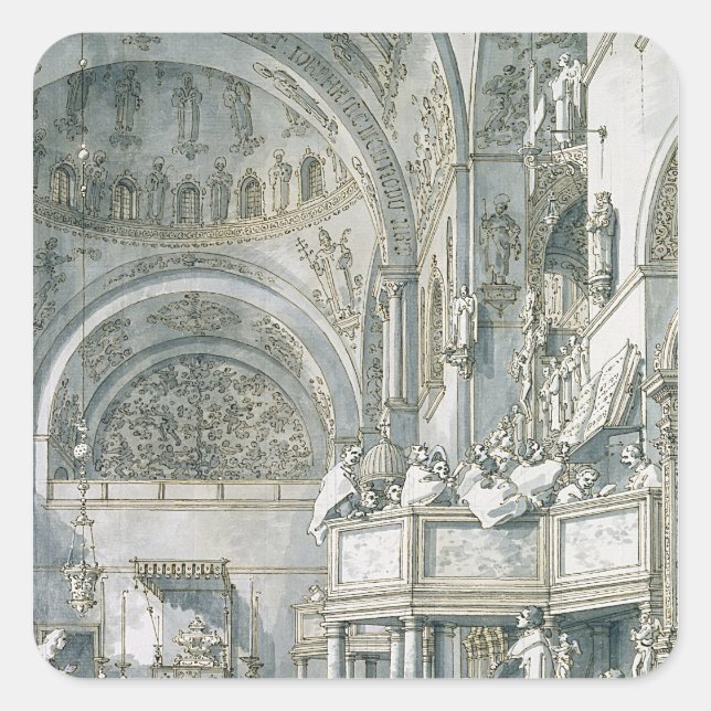 The Choir Singing in St. Mark's Basilica, Square Sticker (Front)