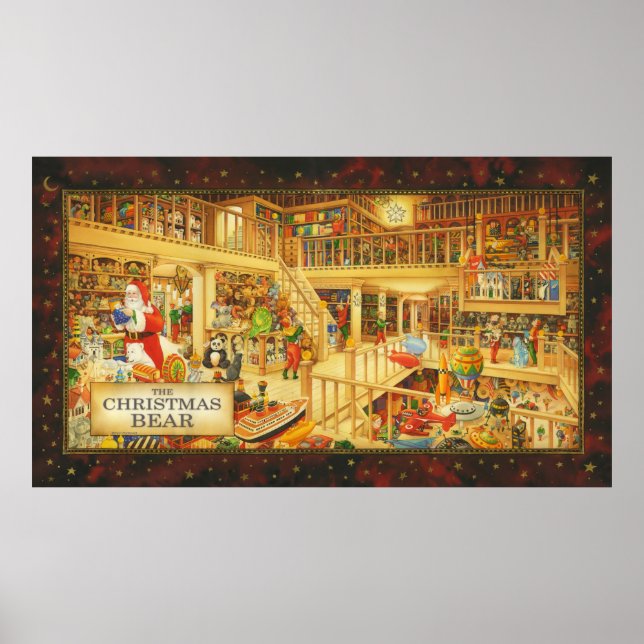 The Christmas Bear Santa Claus Kids Toy Storeroom Poster (Front)