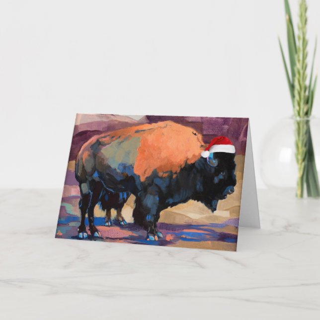 The Christmas Bison Customisable Holiday Card (Front)