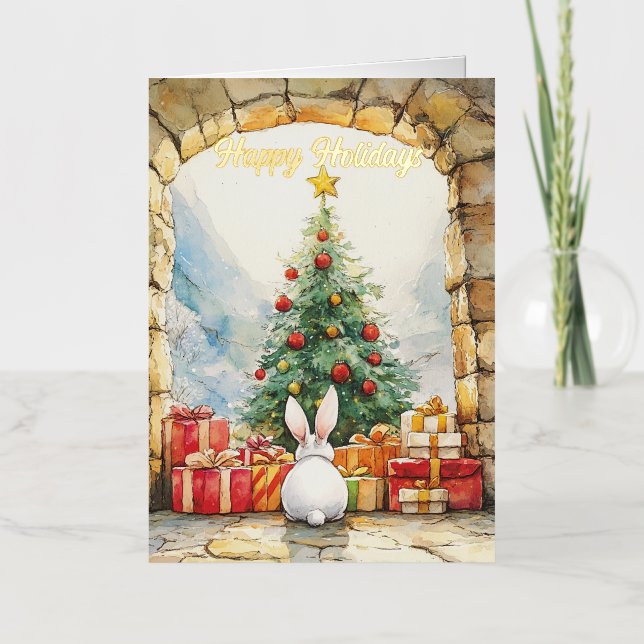 The Christmas Bunny Happy Holidays Foil Greeting Card (Front)