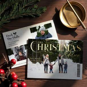 The Christmas Edition Family Photo Magazine Cover Foil Holiday Card