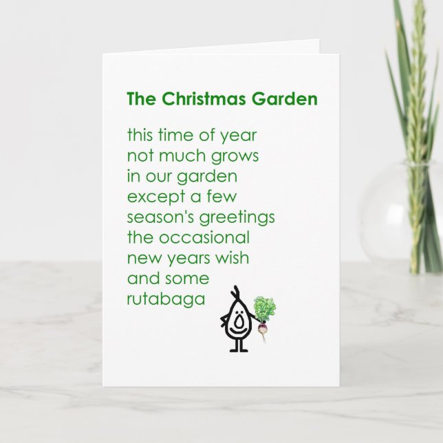 The Christmas Garden - a funny Christmas poem Holiday Card (Front)