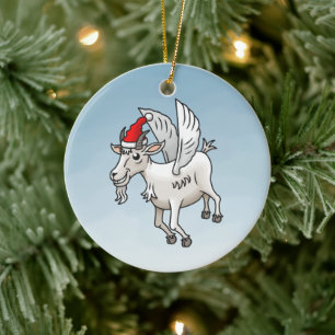 The Christmas Goat That Flew Ceramic Ornament