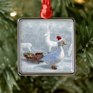 The Christmas goose Metal Ornament