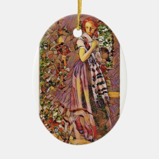 The Christmas Greyhound Ceramic Ornament (Front)