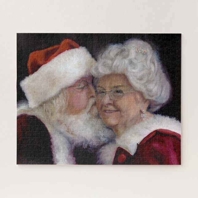 The Christmas Kiss - Santa Kissing Mrs Clause Jigsaw Puzzle (Horizontal)