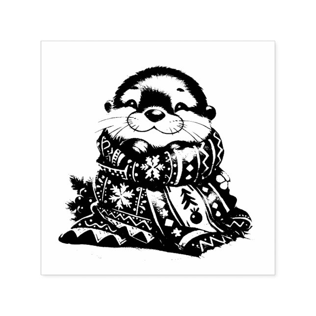 The Christmas Otter in a Scarf Self-inking Stamp (Design)