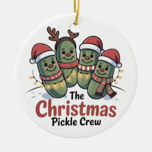 The Christmas Pickle Crew Pickle Lovers Santa Xmas Ceramic Ornament