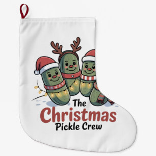 The Christmas Pickle Crew Pickle Lovers Santa Xmas Large Christmas Stocking