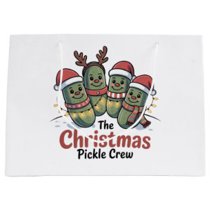 The Christmas Pickle Crew Pickle Lovers Santa Xmas Large Gift Bag