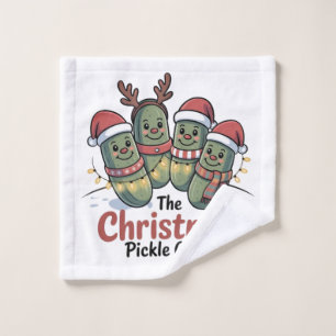 The Christmas Pickle Crew Pickle Lovers Santa Xmas Wash Cloth