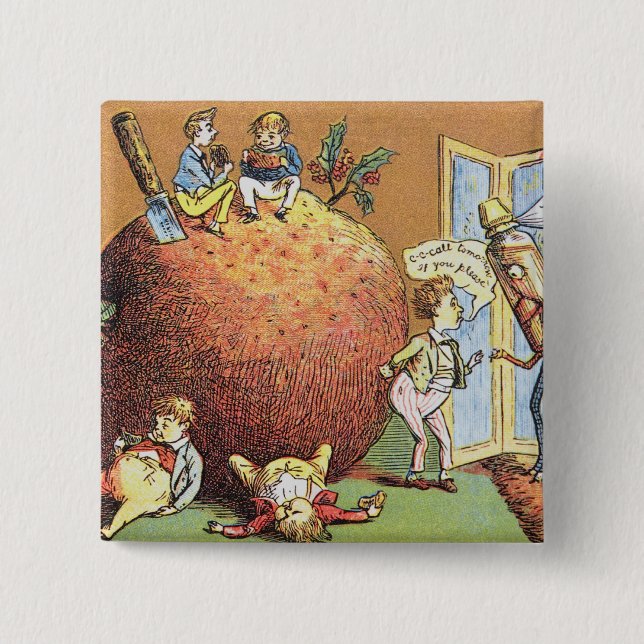 The Christmas Pudding 15 Cm Square Badge (Front)