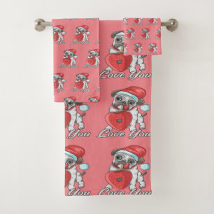 the christmas pug bath towel set