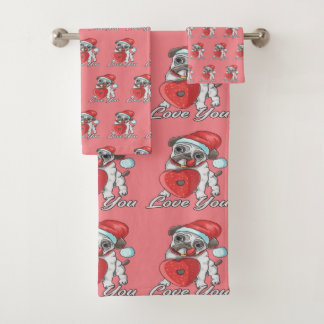 the christmas pug bath towel set