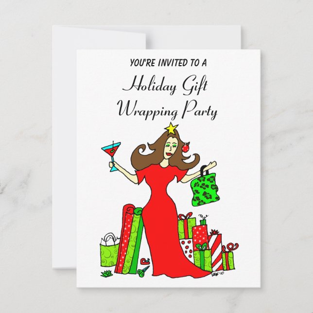 The Christmas Queen Holiday Wrapping Party Invitation (Front)