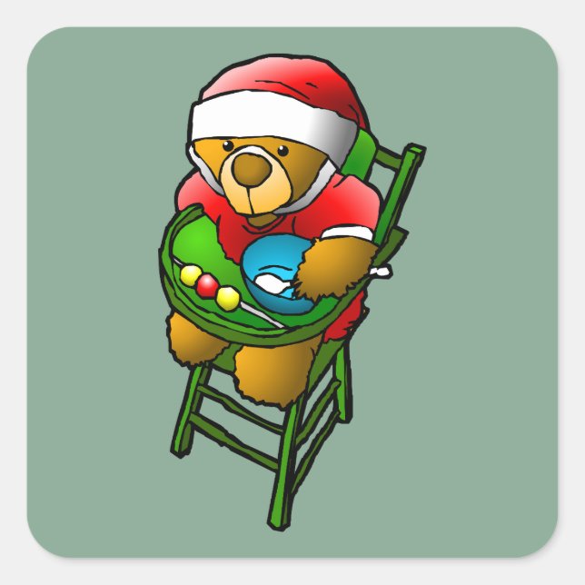 The Christmas teddy bear Square Sticker (Front)