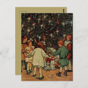 The Christmas Tree Children Clara Burd Vintage Art Postcard