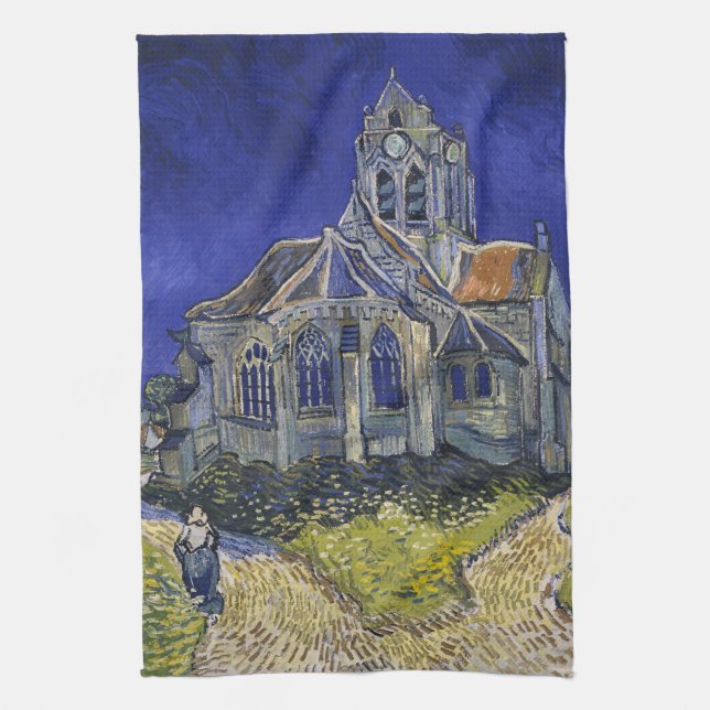The Church at Auvers by Vincent van Gogh Tea Towel (Vertical)