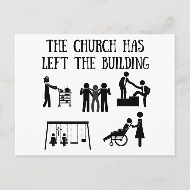 The Church has Left the Building Postcard (Front)